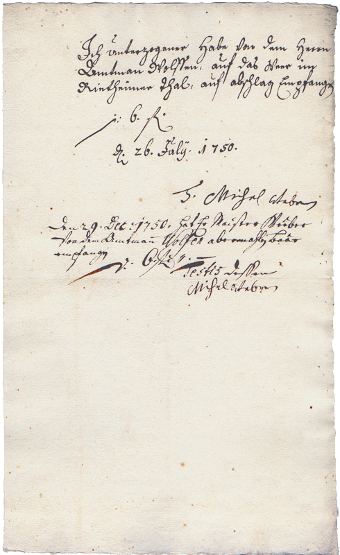 Urkunde vom 26.7.1750
