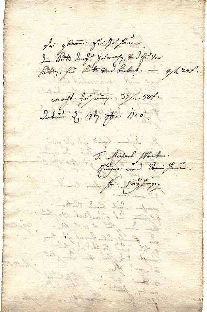 Urkunde von 1750 Seite 2